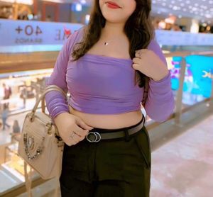 Lilac Ruched Long Sleeve Crop Top