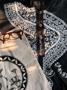 Hand-Painted Lotus Tote Bag