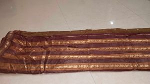 Elegant Brown Striped Saree