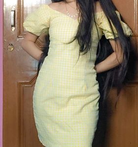 Yellow gingham mini dress