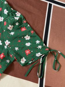 Green Floral Crop Top