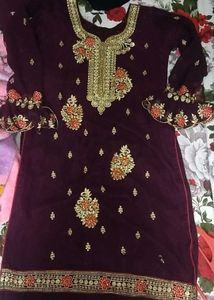 Elegant Embroidered Purple Salwar Kameez