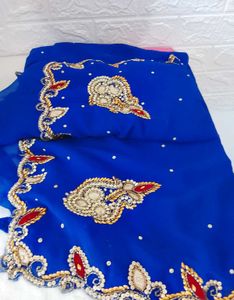 Elegant Blue Embroidered Saree