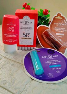 Combo Of Dot &amp; Key Strawberry Sunscreen &amp; Lipbalms