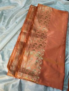 Elegant Peach Banarasi Saree