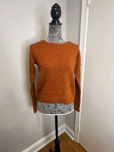 Rust Textured Dot Sweater