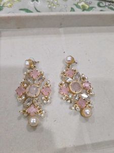 Light Pink Pearl Long Earrings