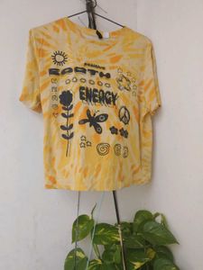 H&amp;M Yellow Tie-Dye Graphic Tee
