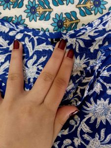 Blue Floral Print Kurta