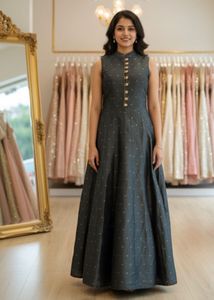 Size 34 to 42 Grey Elegant Ethnic Gown