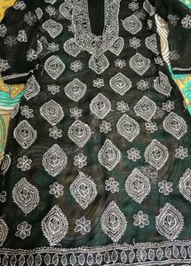 Black & White Embroidered Kurti