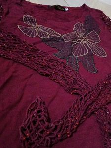 Floral Top with Crochet Sleeves