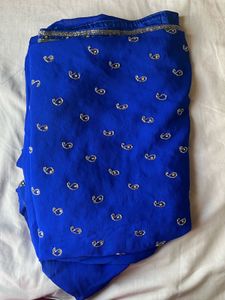 Royal Blue Stone Work Designer Saree