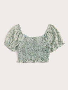 Floral Smocked Crop Top