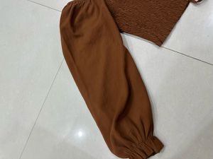 Brown Smocked Blouse