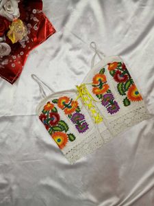 Embroidered Floral Corset Top
