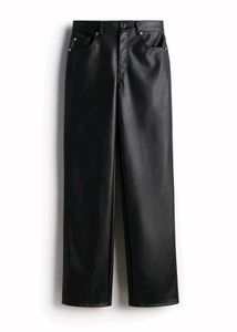 H&M Black Faux Leather Pants with Fleece