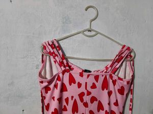 Heart Print Mini Dress Size : M