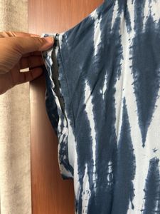 Blue Tie-Dye Button-Down Top
