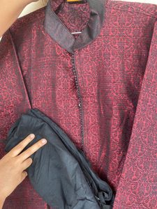Manyavar red &amp; black kurta with pant