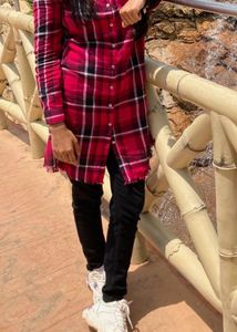Red Plaid Tunic Shirt
