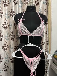 Pink Lace Lingerie Set