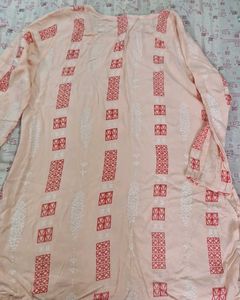 Peach Printed Short Kurta