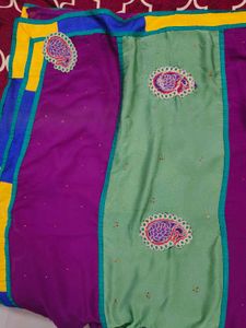 Heavy Green Amd Violet Saree