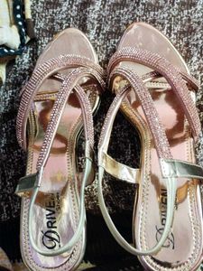 Rose Gold Rhinestone Sandals - Size [Insert Siz