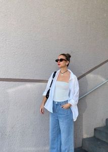 H&M Oversized Pintresty Shirt Off White