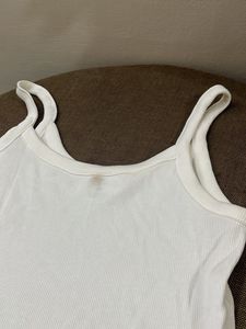 h&amp;m White Ribbed Tank Top