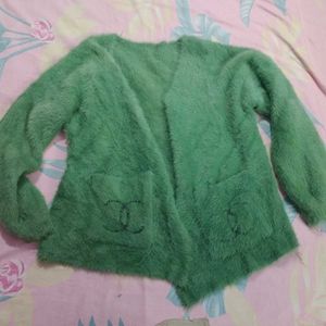 Green Fuzzy Cardigan
