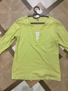 Lime Green Embellished Neck Top