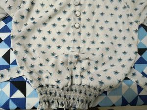 Office White Printed Crop Top