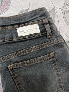 Acid Wash Gray Cropped Jeans