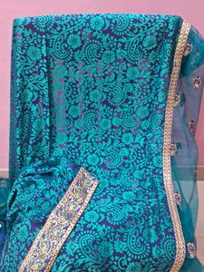 Jacquard Peacock Blue Saree