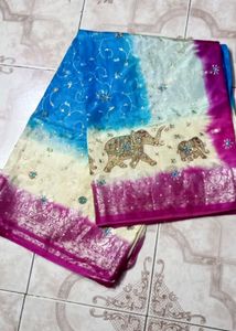 Elegant Elephant Print Saree