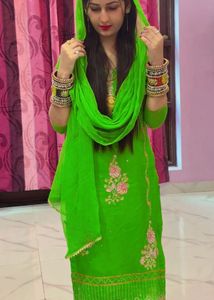 Green Embroidered Kurta Set