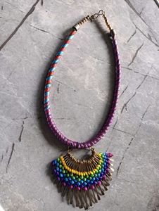 Rainbow Fringe Statement Necklace