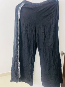 Black Overlap Palazzo Pants