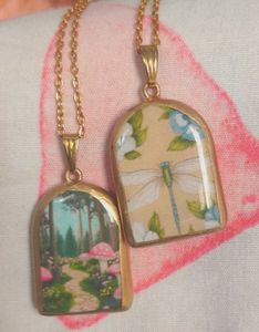 Handmade Cottagecore Pendant with chain (gold)