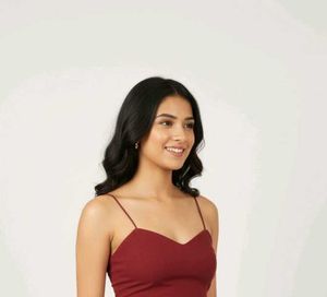 Chic Red Crop Tie Back Top
