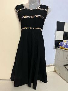 Korean Black Flared One Piece