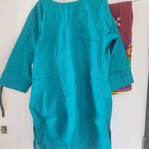 short kurta and thread work salwar