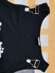 Black Graphic Tank Long Top