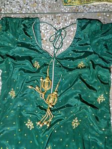 Green Silk Suit Set With Dupatta
