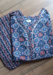Blue Printed Kurta Set