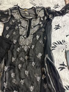 Black Embroidered Kurta Set