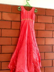 Elegant Pink Orange Gown cum Anarkali