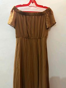 Brown Off Shoulder Maxi Dress